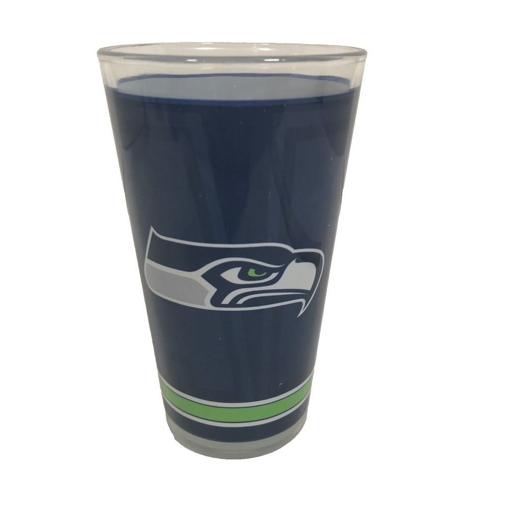 Seattle Seahawks Bird Logo #1 Dad 16 Ounce 5.75 inch Blue And Green Beer Glass - Picture 1 of 9